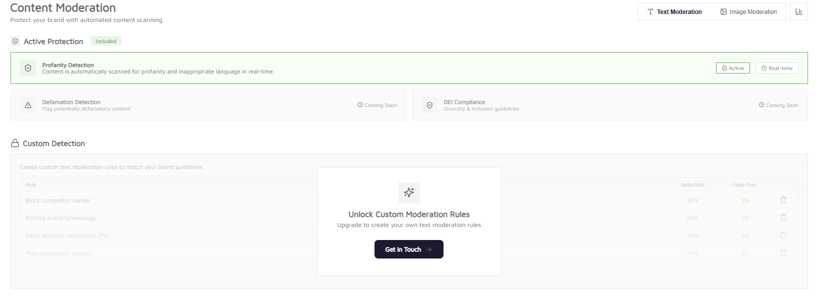 Content Moderation Page