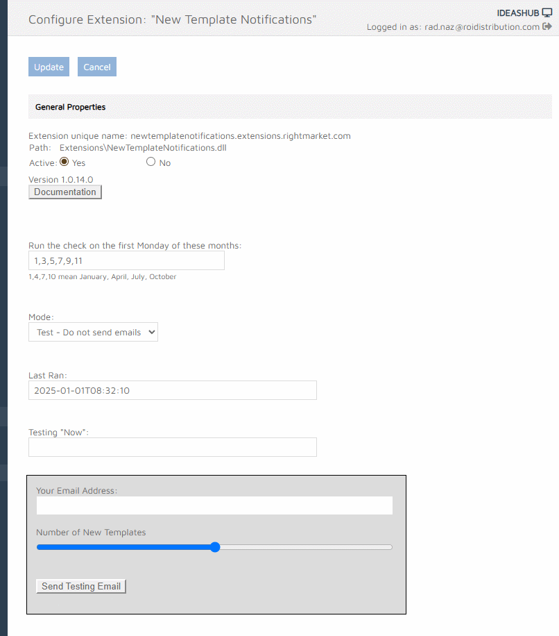 Extension Configuration Page