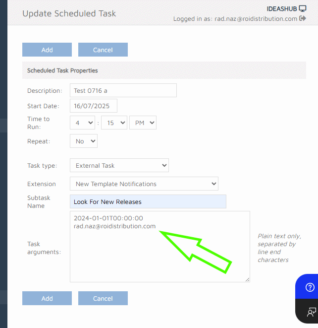 A testing scheduled task